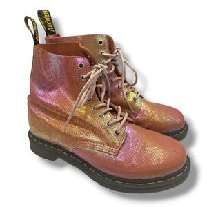 Dr. Martens 1460 Pascal Women Pink Iridescent Snake Embossed Boots